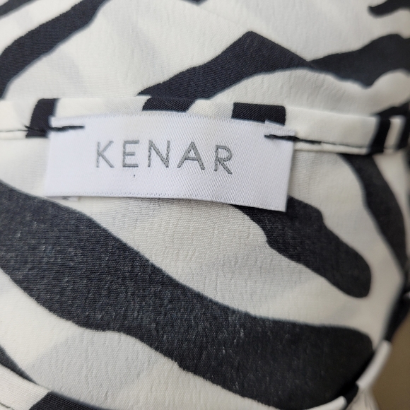 KENAR Top Blouse Zebra Animal Stripes Cap Sleeve - Picture 7 of 8